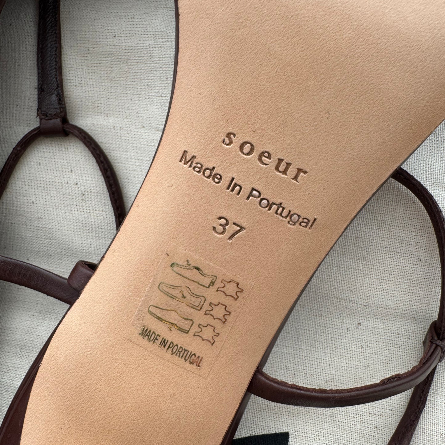 Soeur "Cecilie" Leather Sandals in Brown, size 37