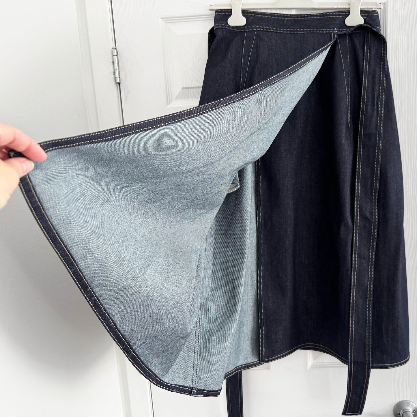 Sofie D'Hoore "Stieglitz" Denim Wrap Skirt in Indigo, size 34
