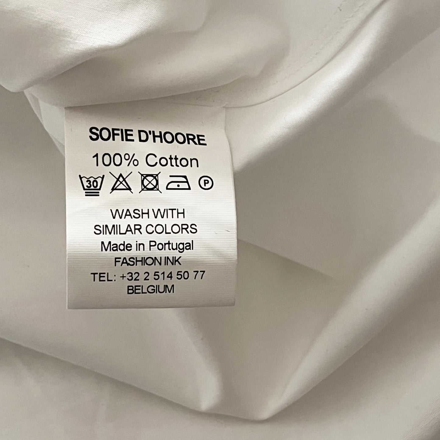 Sofie D'Hoore White Tuxedo Shirt, size 38 (like US size 6)