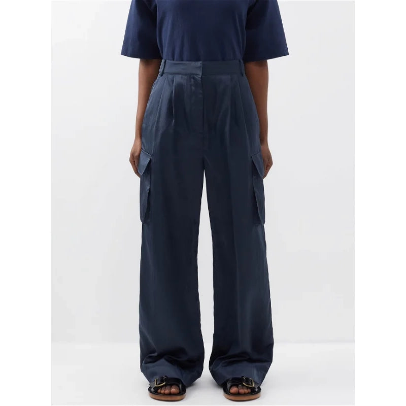 Tibi Stella Satin Cargo Trousers, size 14