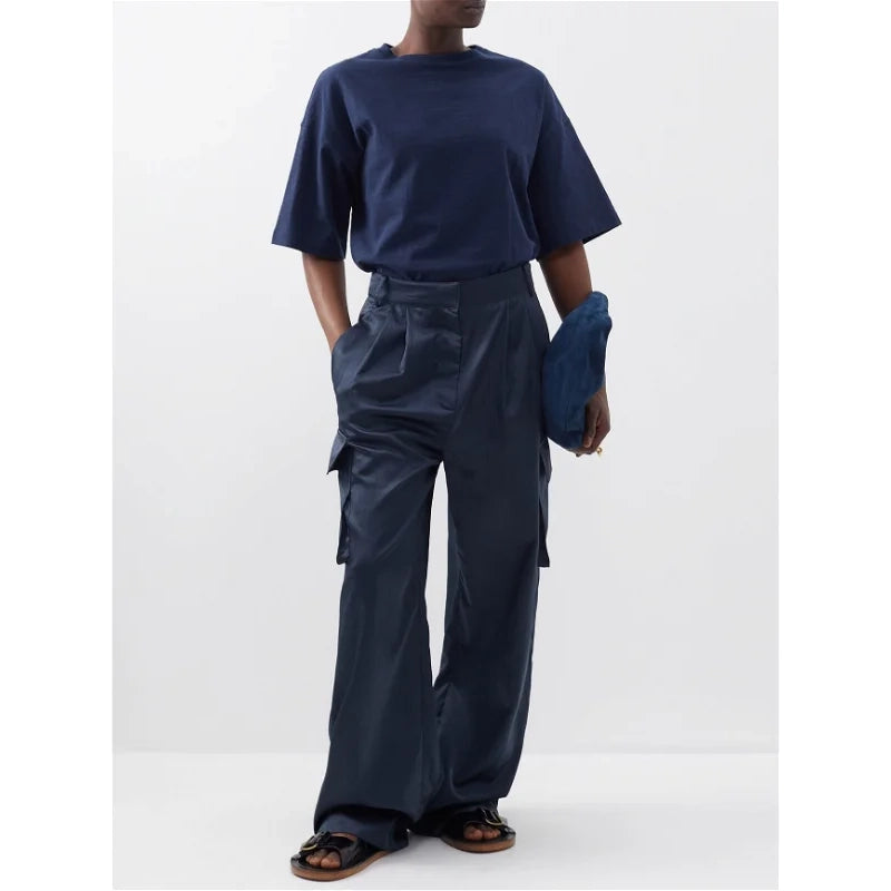 Tibi Stella Satin Cargo Trousers, size 14