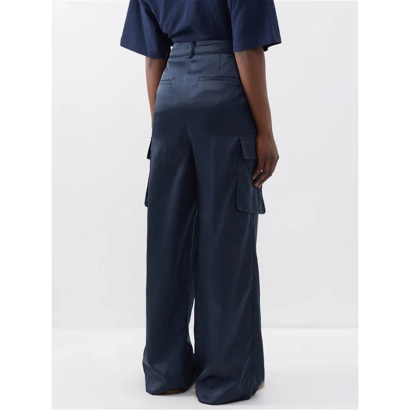 Tibi Stella Satin Cargo Trousers, size 14