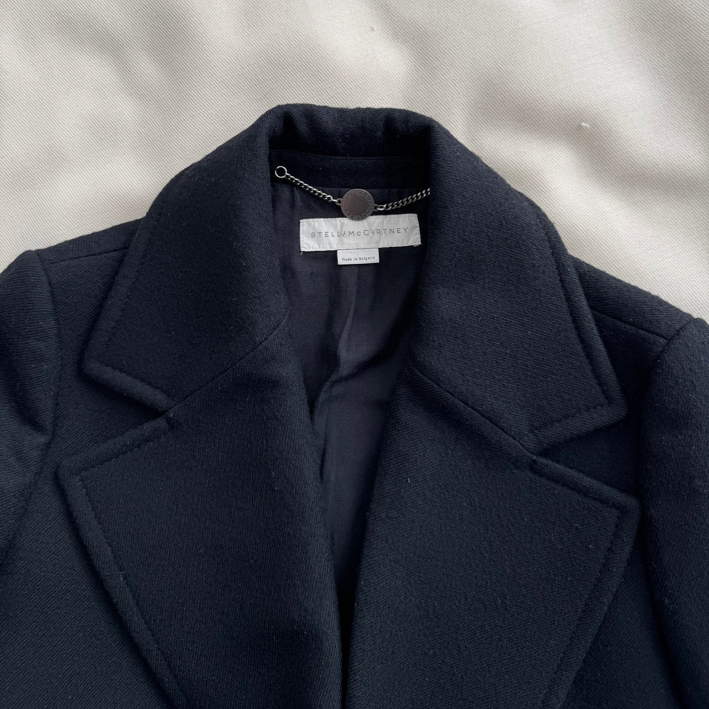 Stella McCartney "Edith" Double Breasted Wool Pea Coat in Black, size 42IT (fits like 4/6)