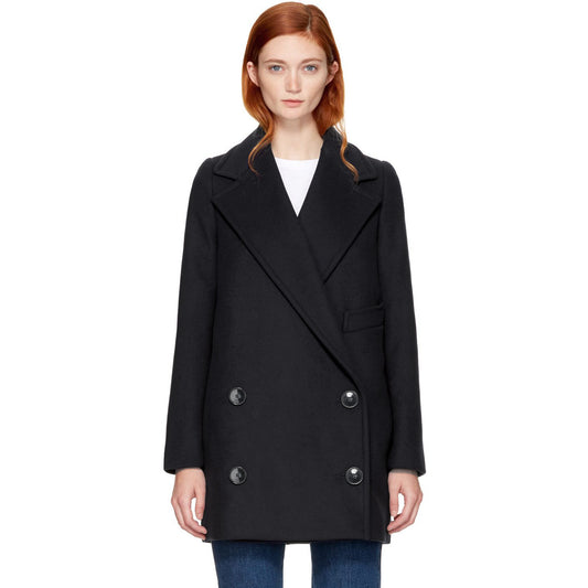 Stella McCartney "Edith" Double Breasted Wool Pea Coat in Black, size 42IT (fits like 4/6)