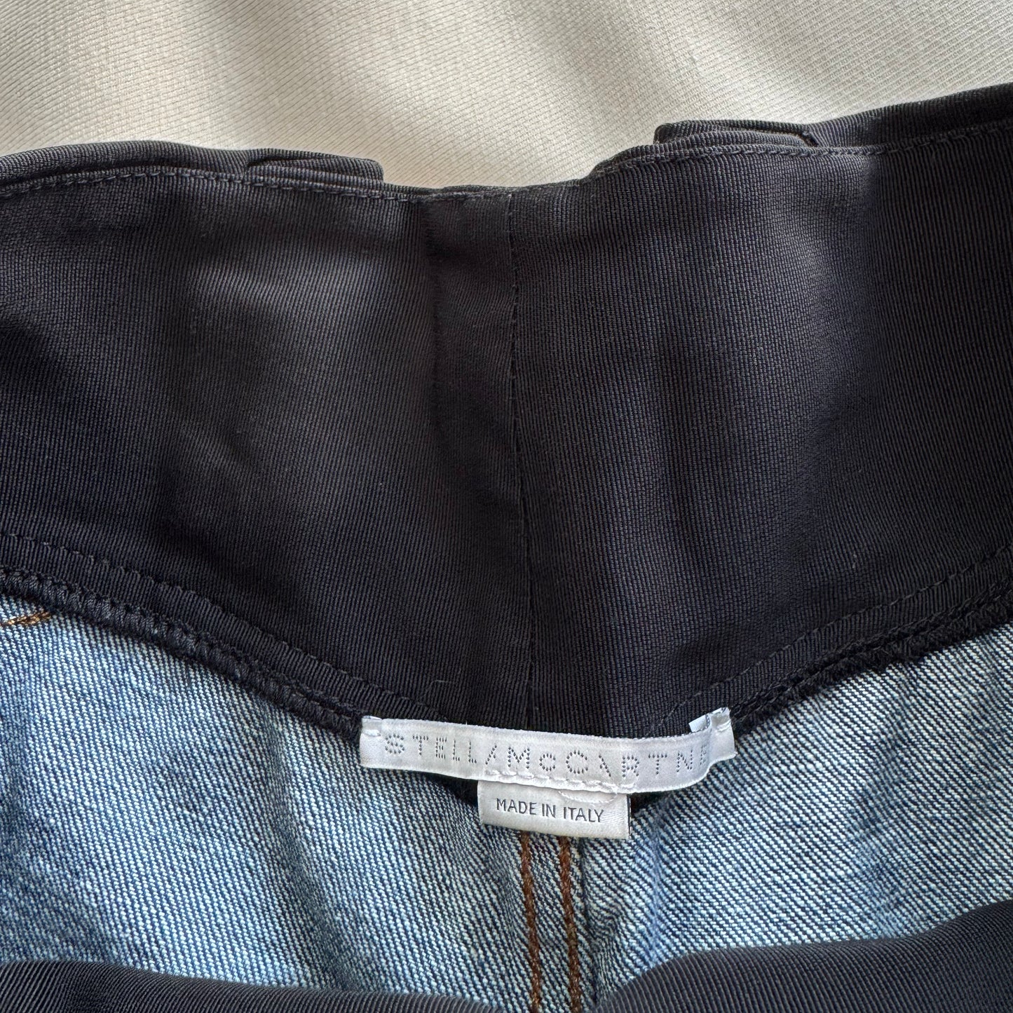 Stella McCartney Tuxedo Waistband Wide Leg Jeans, size 27