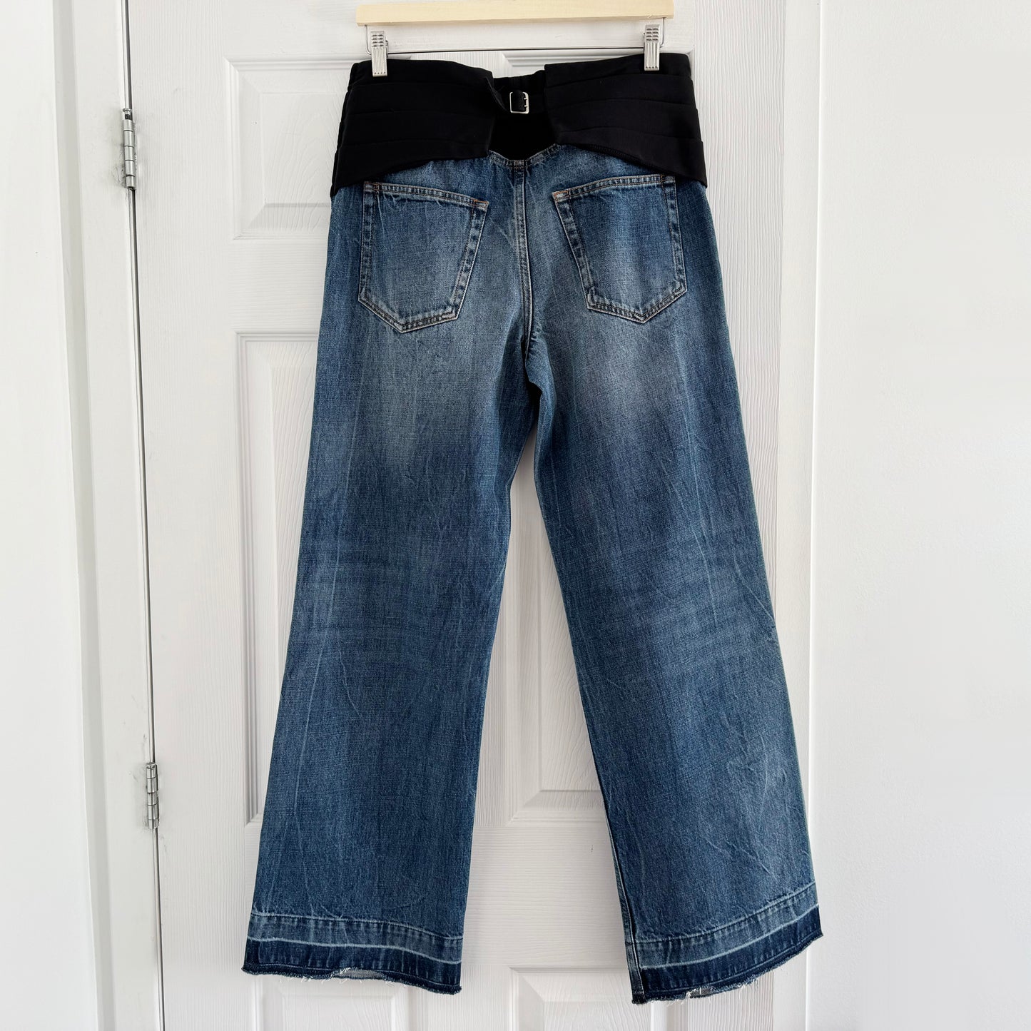 Stella McCartney Tuxedo Waistband Wide Leg Jeans, size 27