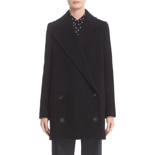 Stella McCartney "Edith" Double Breasted Wool Pea Coat in Black, size 42IT (fits like 4/6)