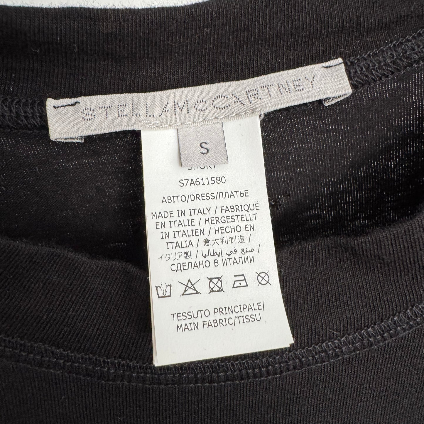 Stella McCartney Logo Tape Mini Dress in Black, size Small