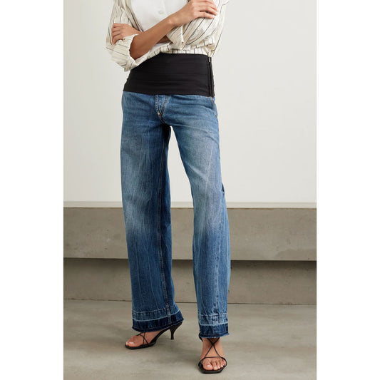Stella McCartney Tuxedo Waistband Wide Leg Jeans, size 27