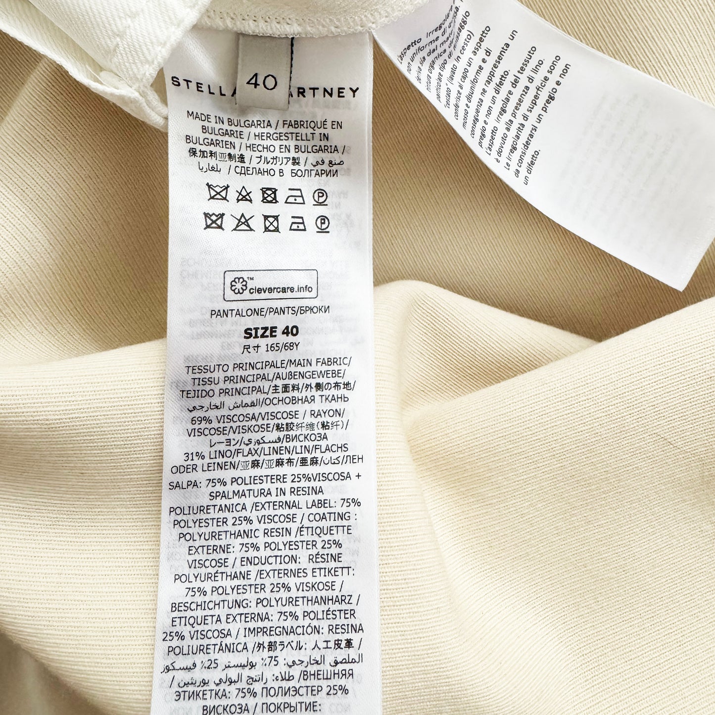 Stella McCartney High Waisted White Pants, size 40IT