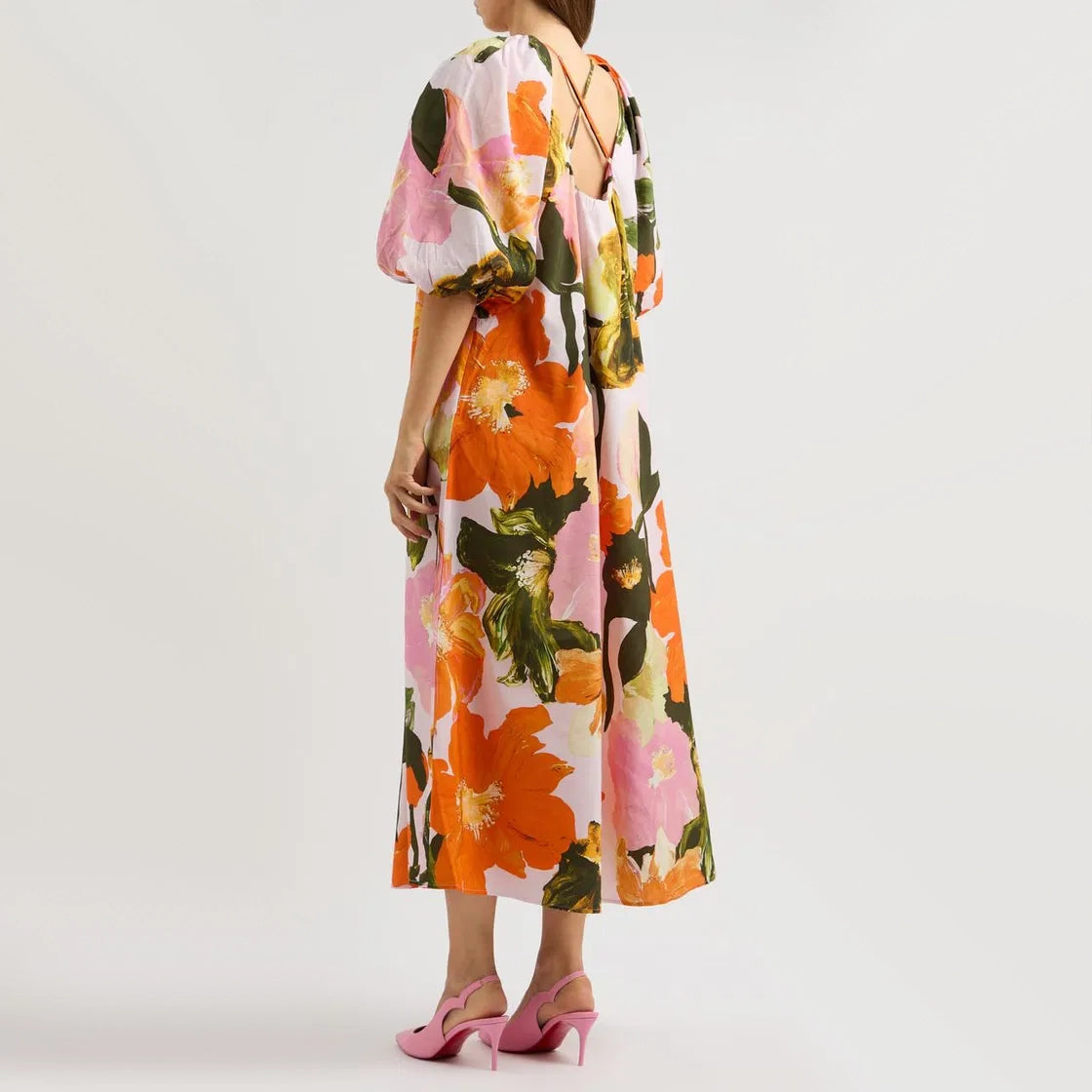 Stine Goya "Teresa" Floral Print Midi Dress, size Small