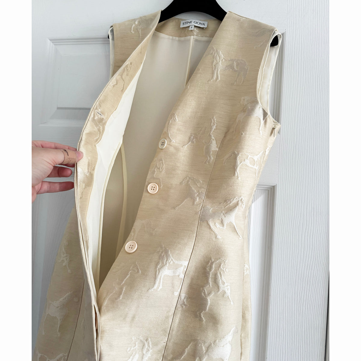 Stine Goya Jacquard Tailored Waistcoat Tailored Midi Dress, size Small