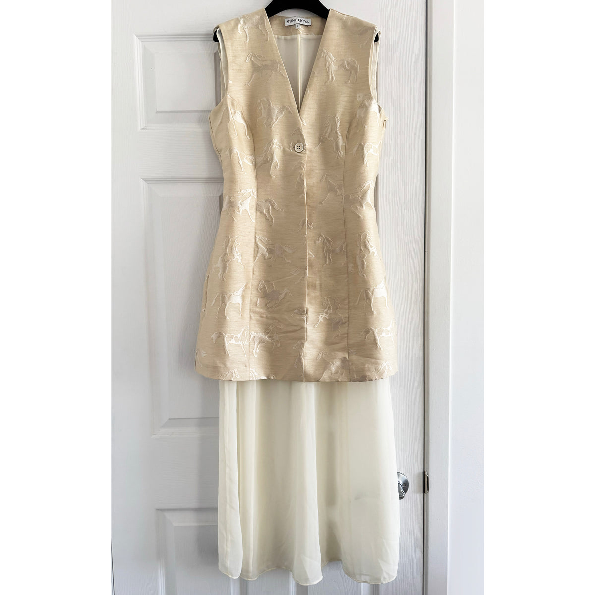 Stine Goya Jacquard Tailored Waistcoat Tailored Midi Dress, size Small