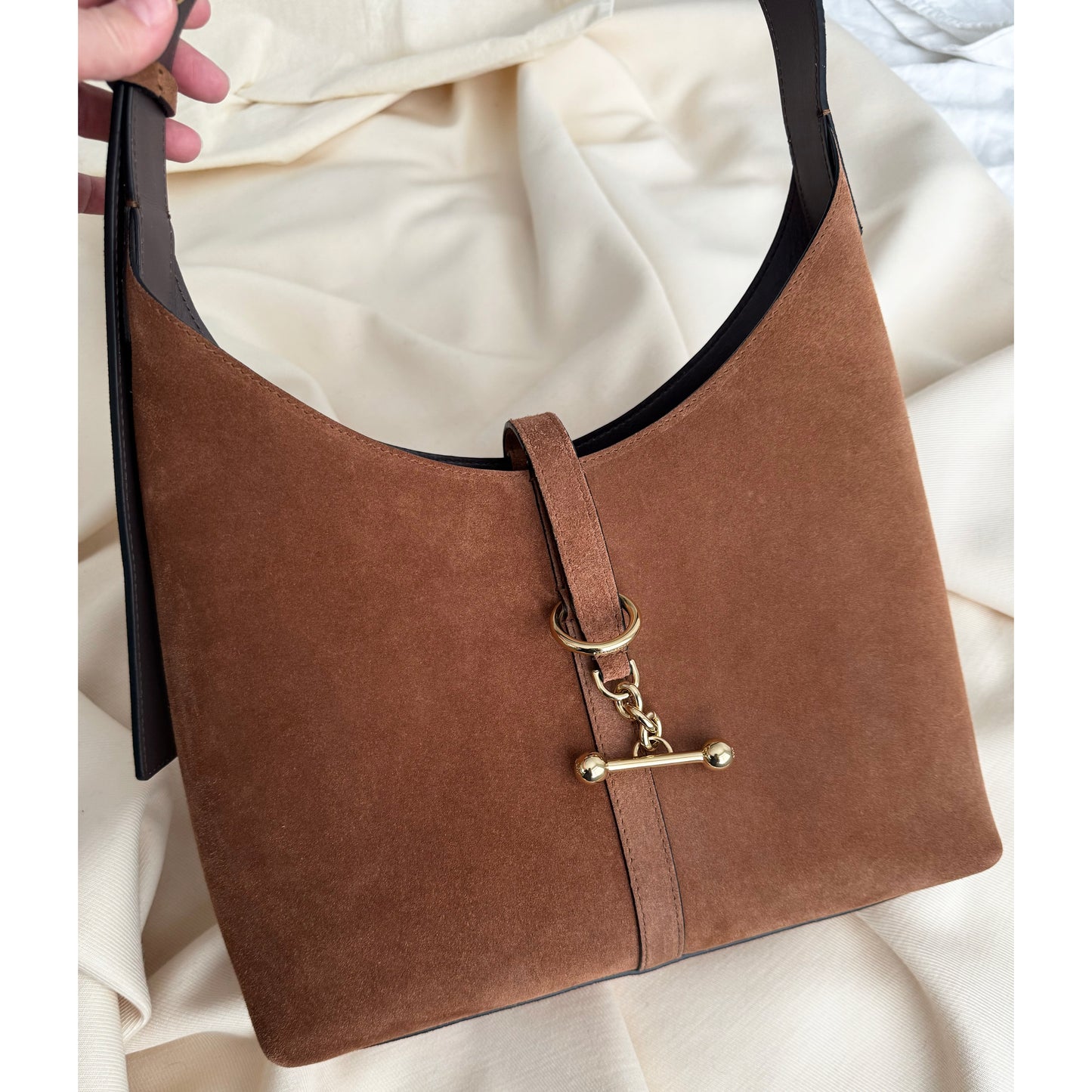 Strathberry "Kite" Hobo in Tan Suede