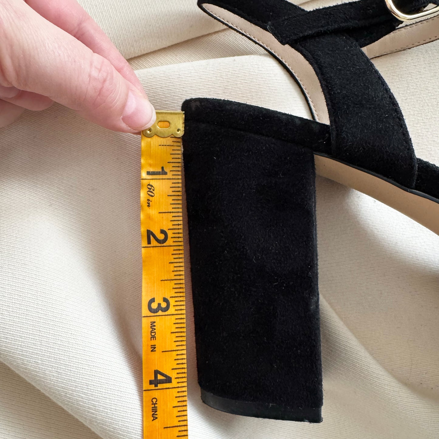 Stuart Weitzman Suede Platform Sandal in Black, size 9