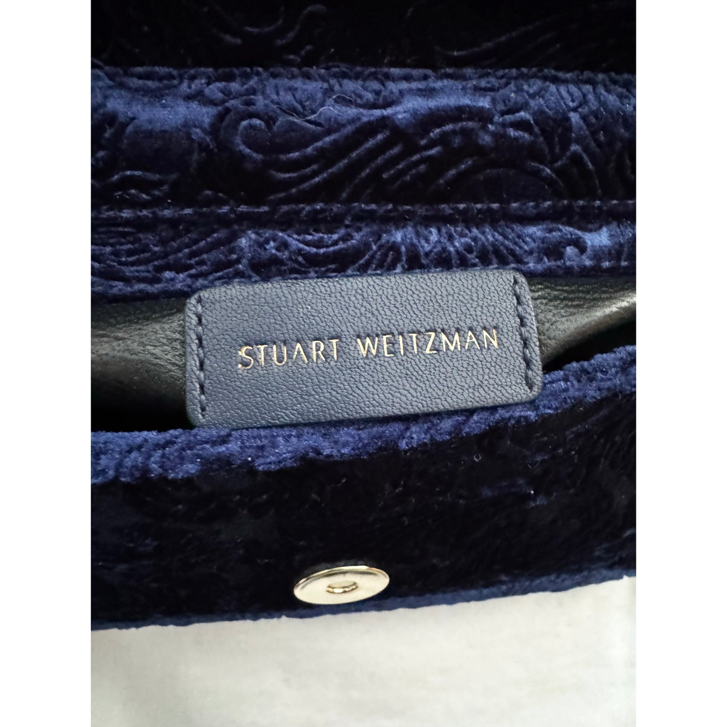 Stuart Weitzman Jacquard Velvet Evening Bag in Cobalt Blue