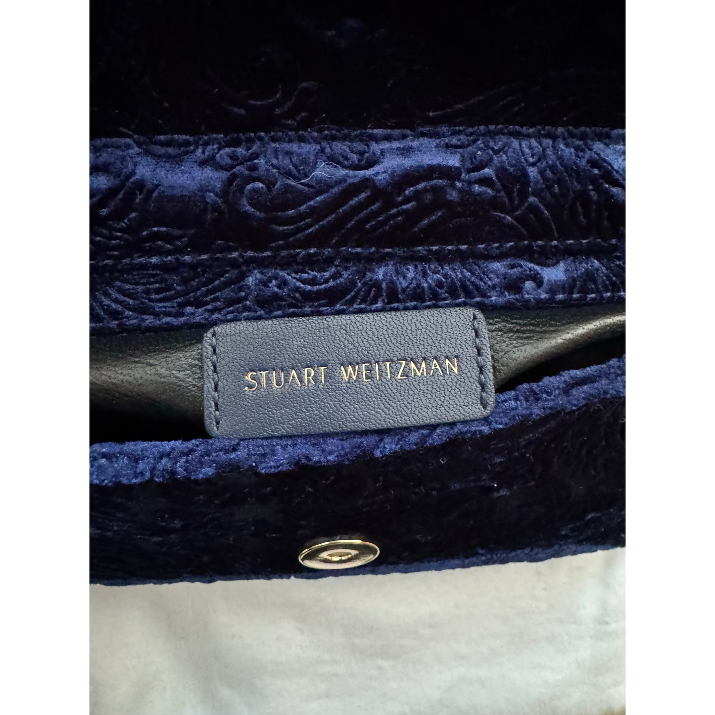 Stuart Weitzman Jacquard Velvet Evening Bag in Cobalt Blue