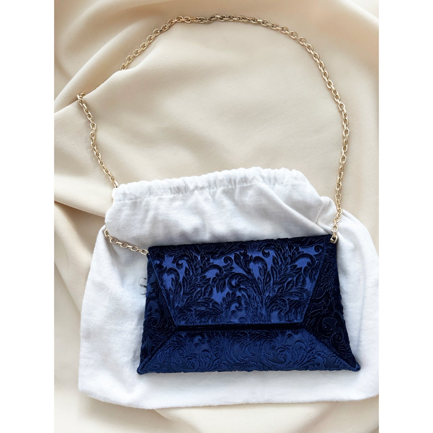 Stuart Weitzman Jacquard Velvet Evening Bag in Cobalt Blue