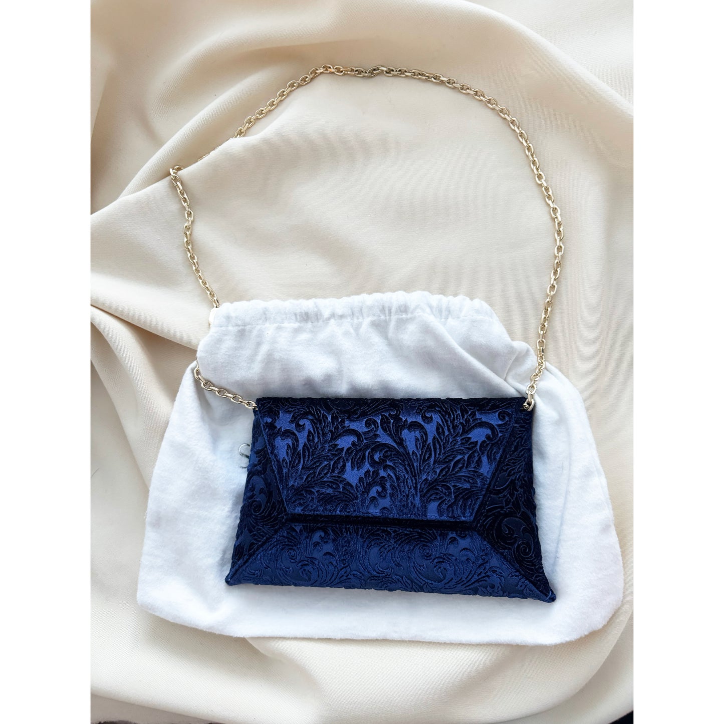 Stuart Weitzman Jacquard Velvet Evening Bag in Cobalt Blue