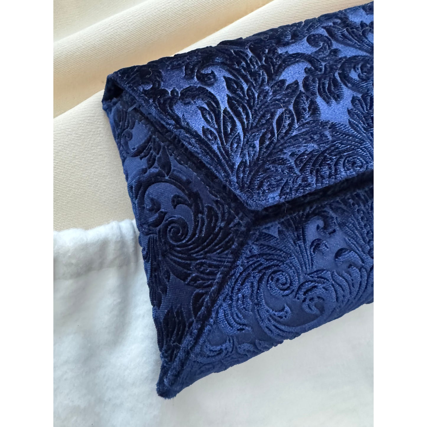 Stuart Weitzman Jacquard Velvet Evening Bag in Cobalt Blue