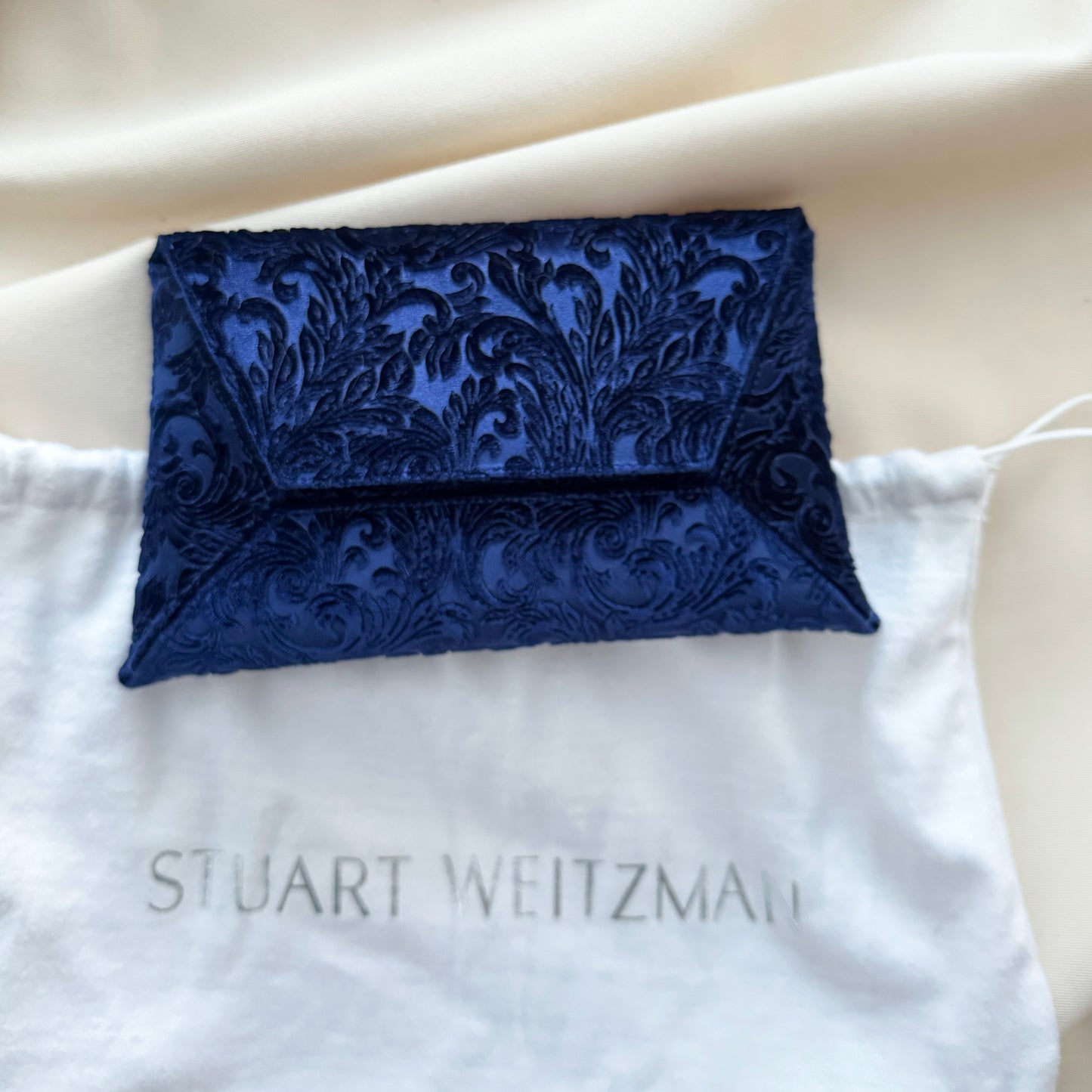 Stuart Weitzman Jacquard Velvet Evening Bag in Cobalt Blue