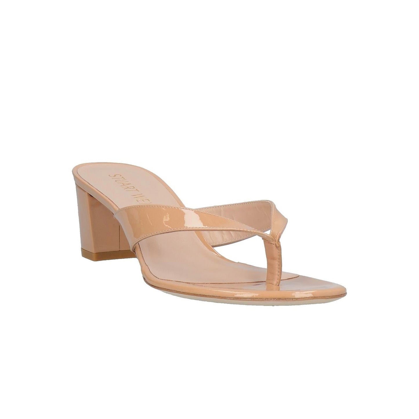 Stuart Weitzman "Brigida" 50mm Thong Sandals in Nude, size 9.5
