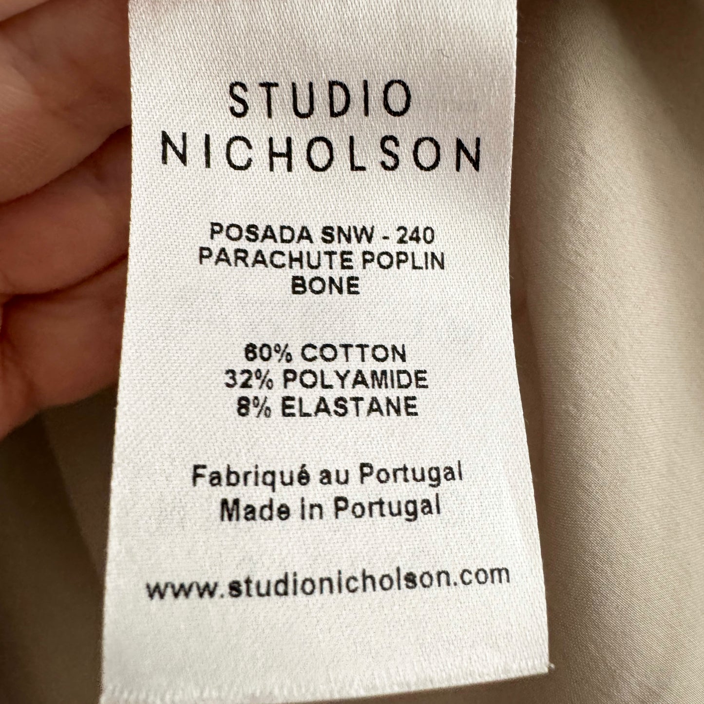 Studio Nicholson "Posada" Poplin Top in Bone, size "0" (fits XS/S)