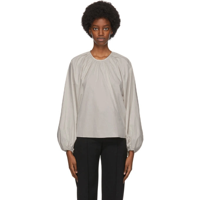 Studio Nicholson "Posada" Poplin Top in Bone, size "0" (fits XS/S)