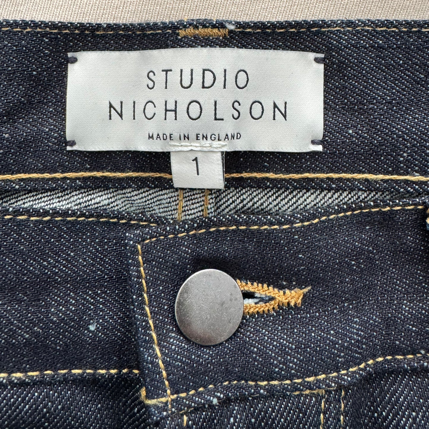 Studio Nicholson "Ruthe SNW" Jeans in Dark Indigo Selvedge, size "1" (size small)