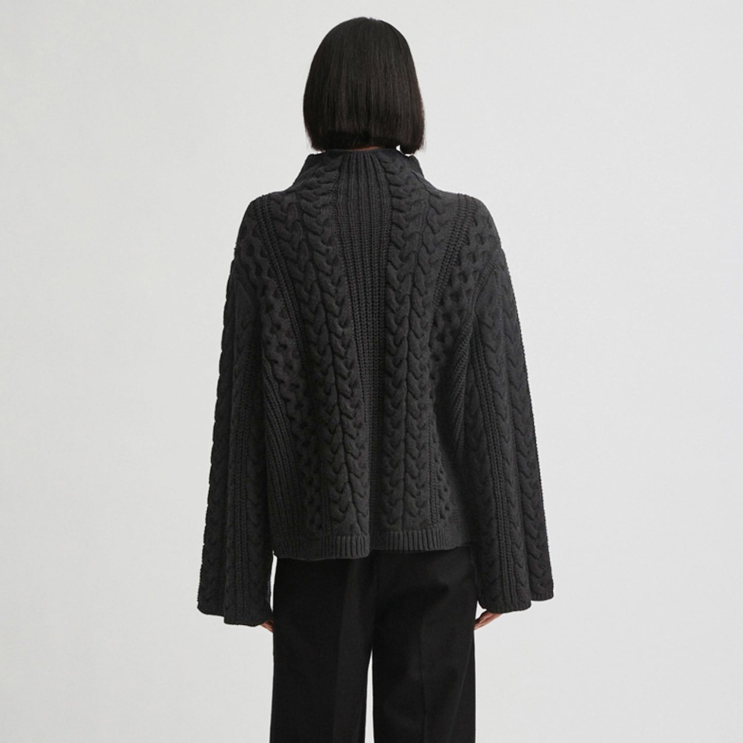 Stylein "April" Cable Knit Turtleneck in Charcoal Grey, size Small