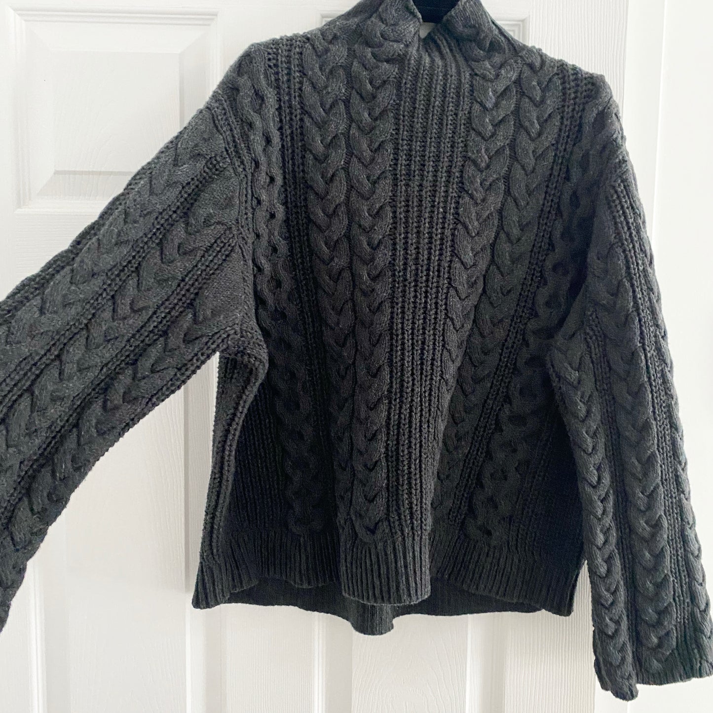 Stylein "April" Cable Knit Turtleneck in Charcoal Grey, size Small
