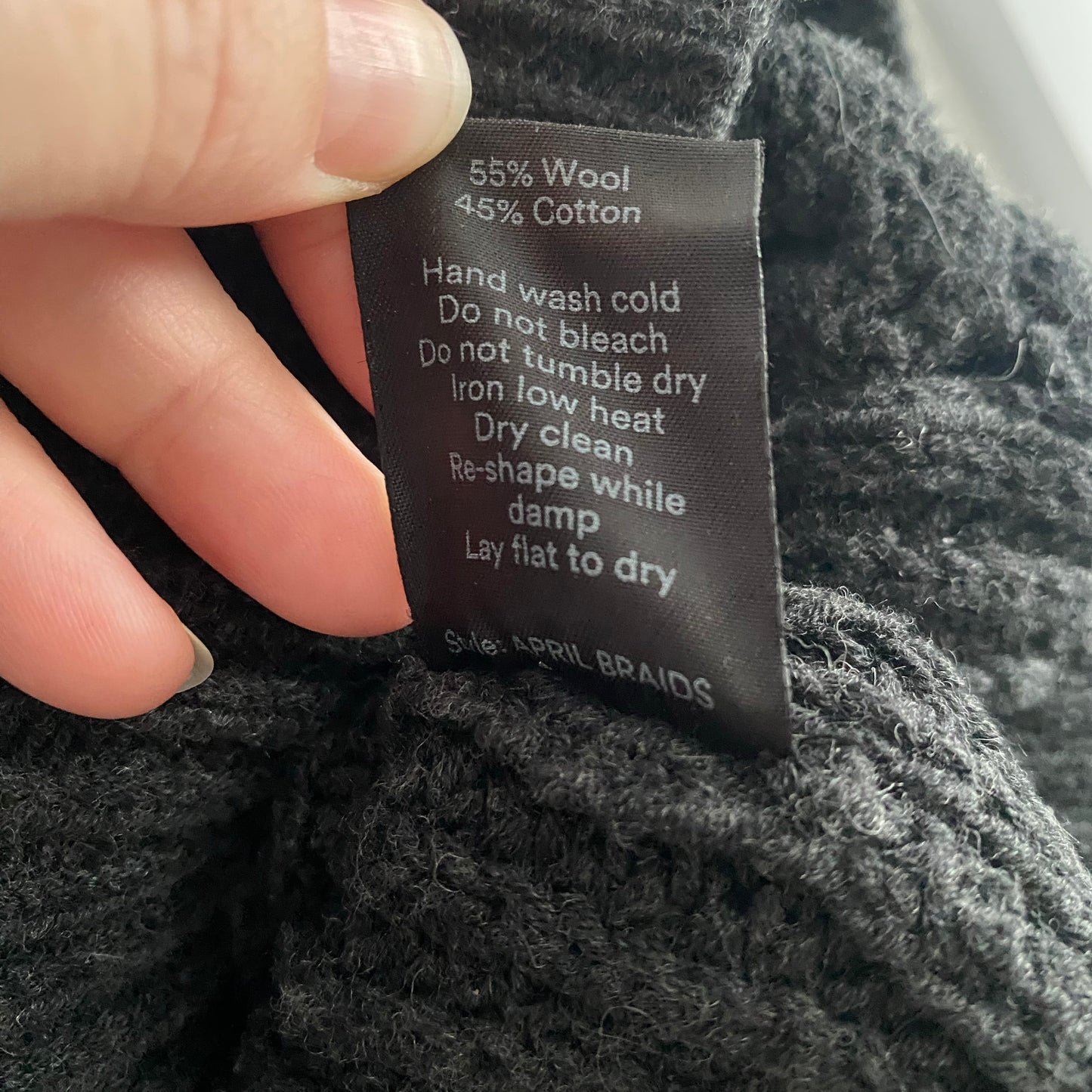 Stylein "April" Cable Knit Turtleneck in Charcoal Grey, size Small