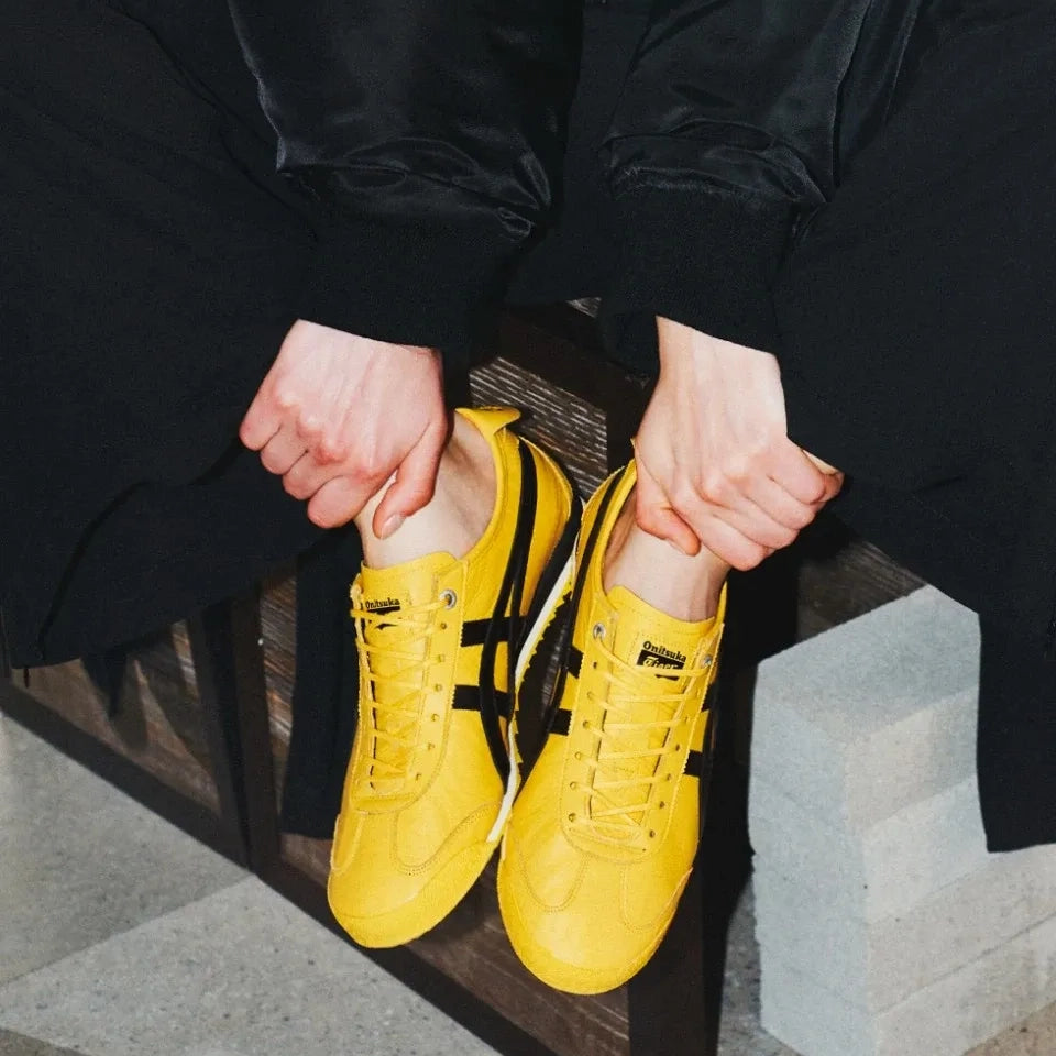 Onitsuka Tiger "Mexico 66" Sneakers in Yellow/Black, size 11