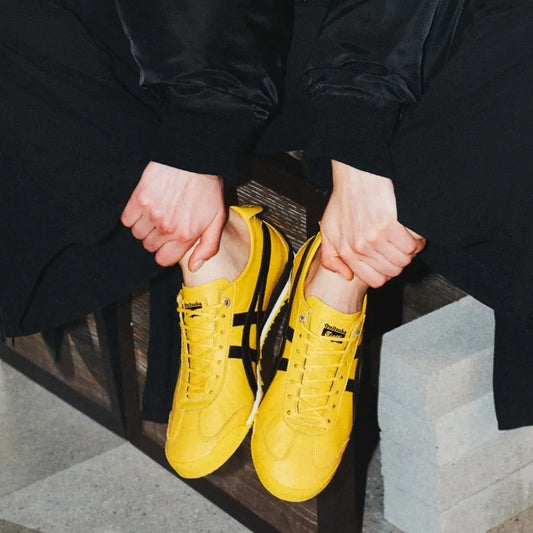 Onitsuka Tiger "Mexico 66" Sneakers in Yellow/Black, size 11