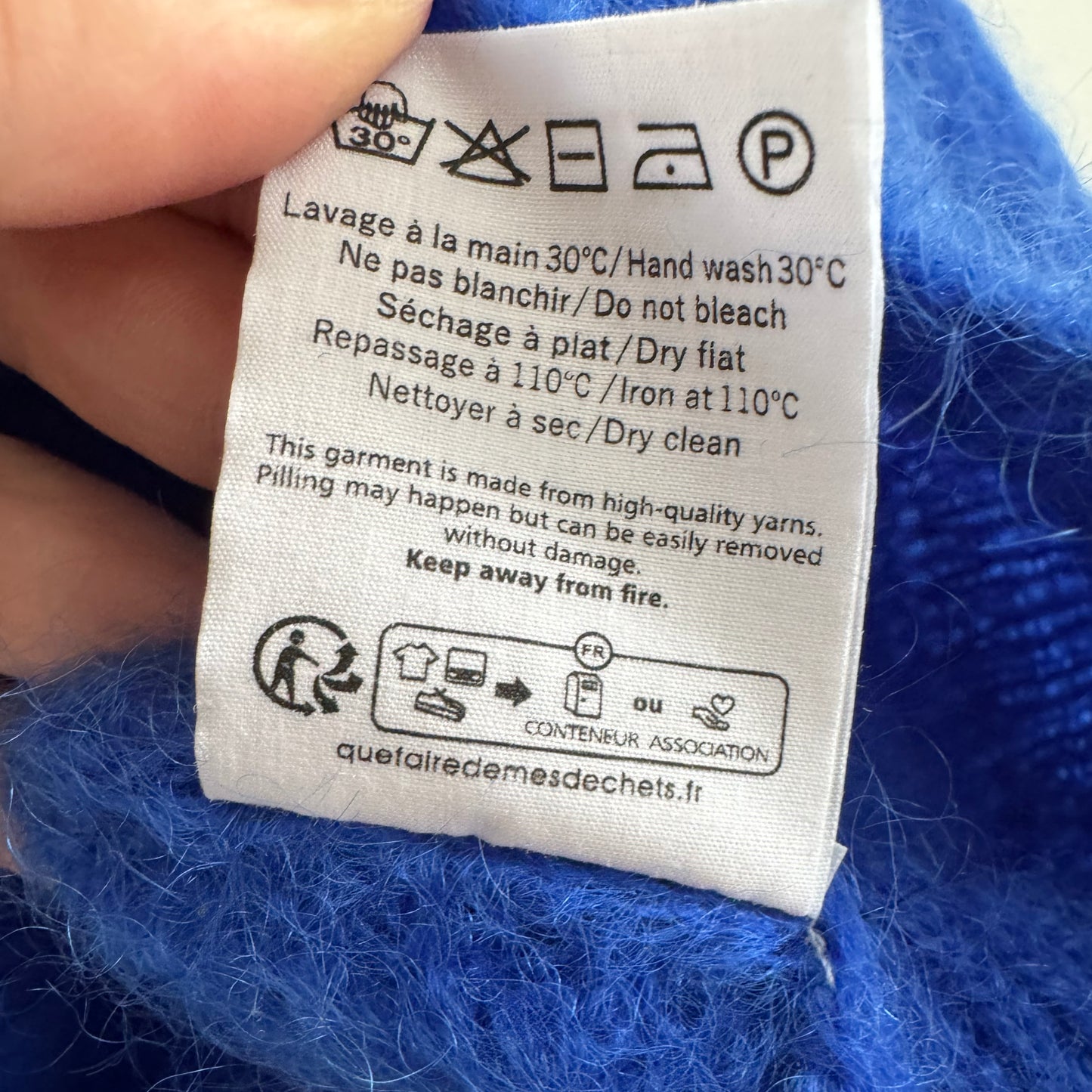 Surprise Paris "Jane" Mohair Sweater in Cobalt Blue, size "3" (S/M)