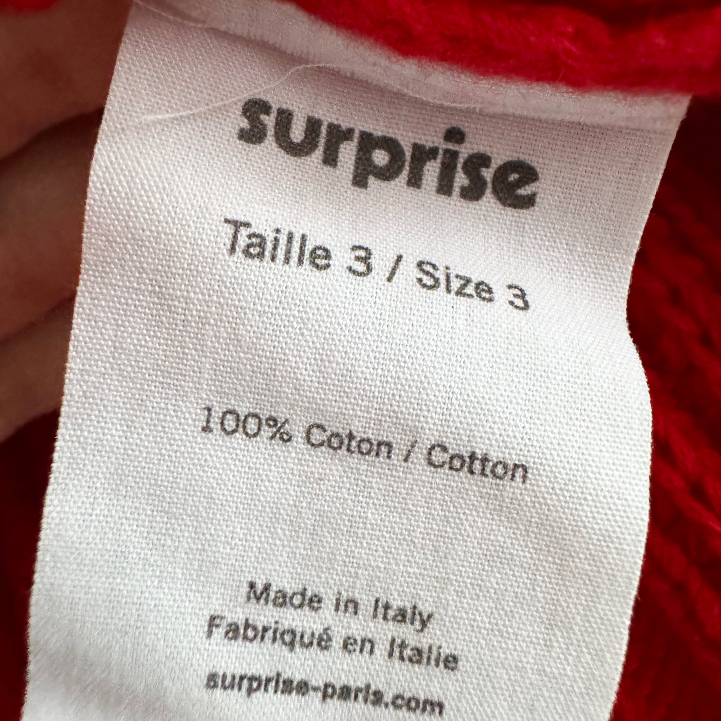 Surprise Paris Ribbed Cotton Sweater in Red, size "3" (like size Small)