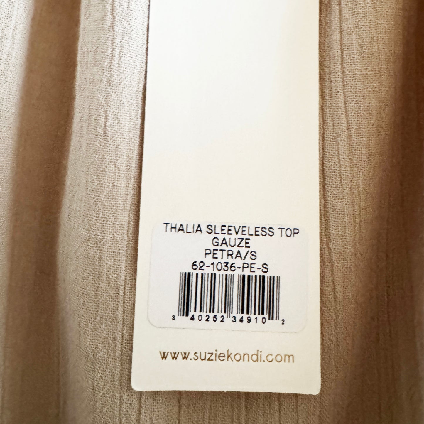 Suzie Kondi "Thalia" Cotton Top in Beige, size Small