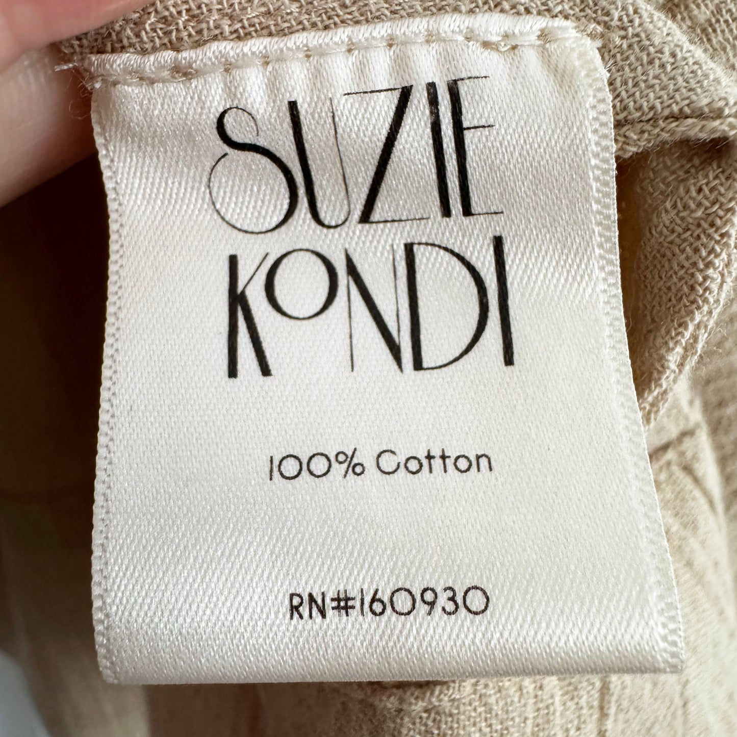 Suzie Kondi "Thalia" Cotton Top in Beige, size Small