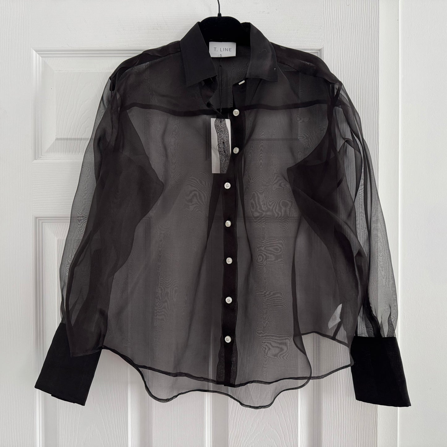 T.Line "Isabel" Silk Organza Shirt in Black, size S/M