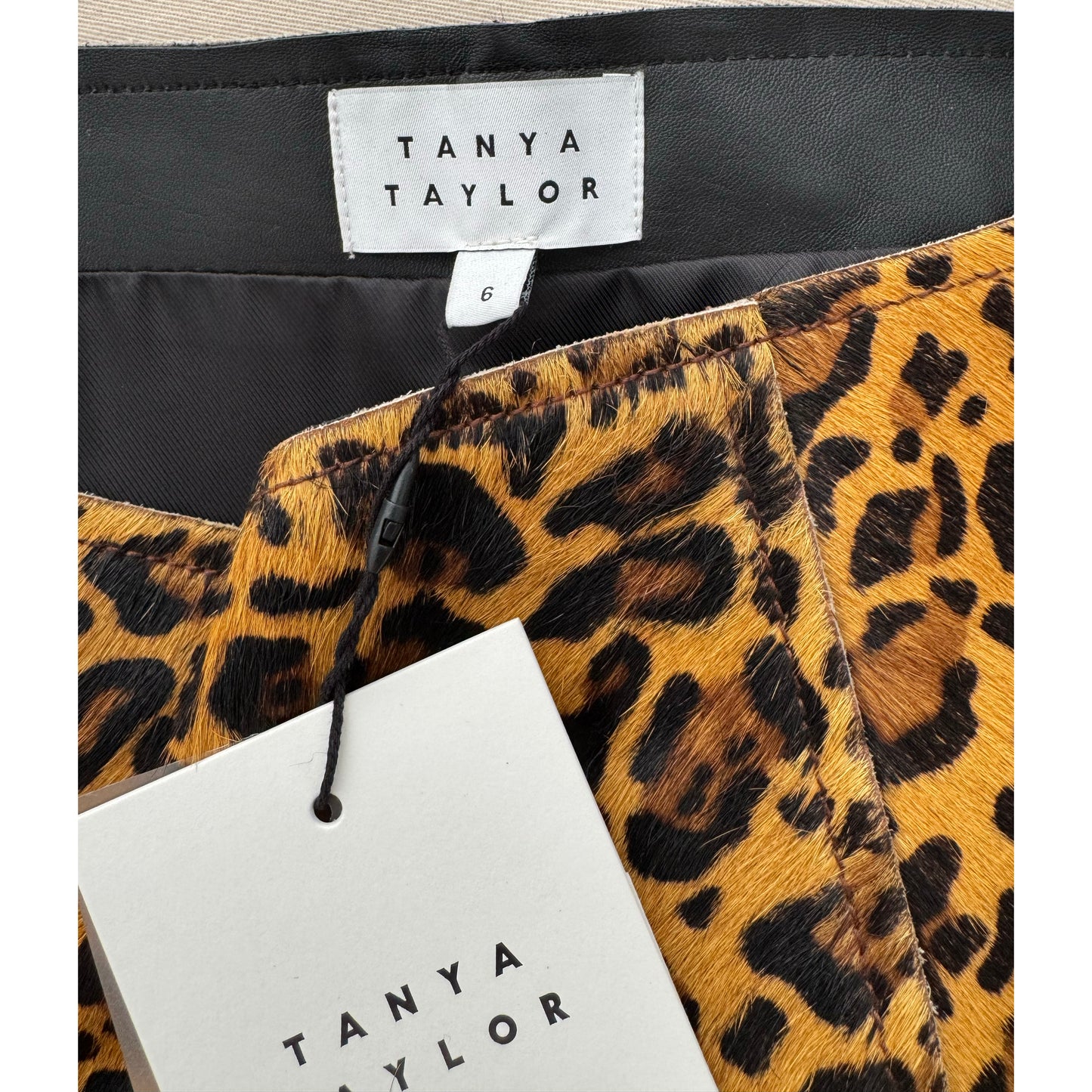 Tanya Taylor "Celine" Leopard Print Calf Hair Skirt, size 6