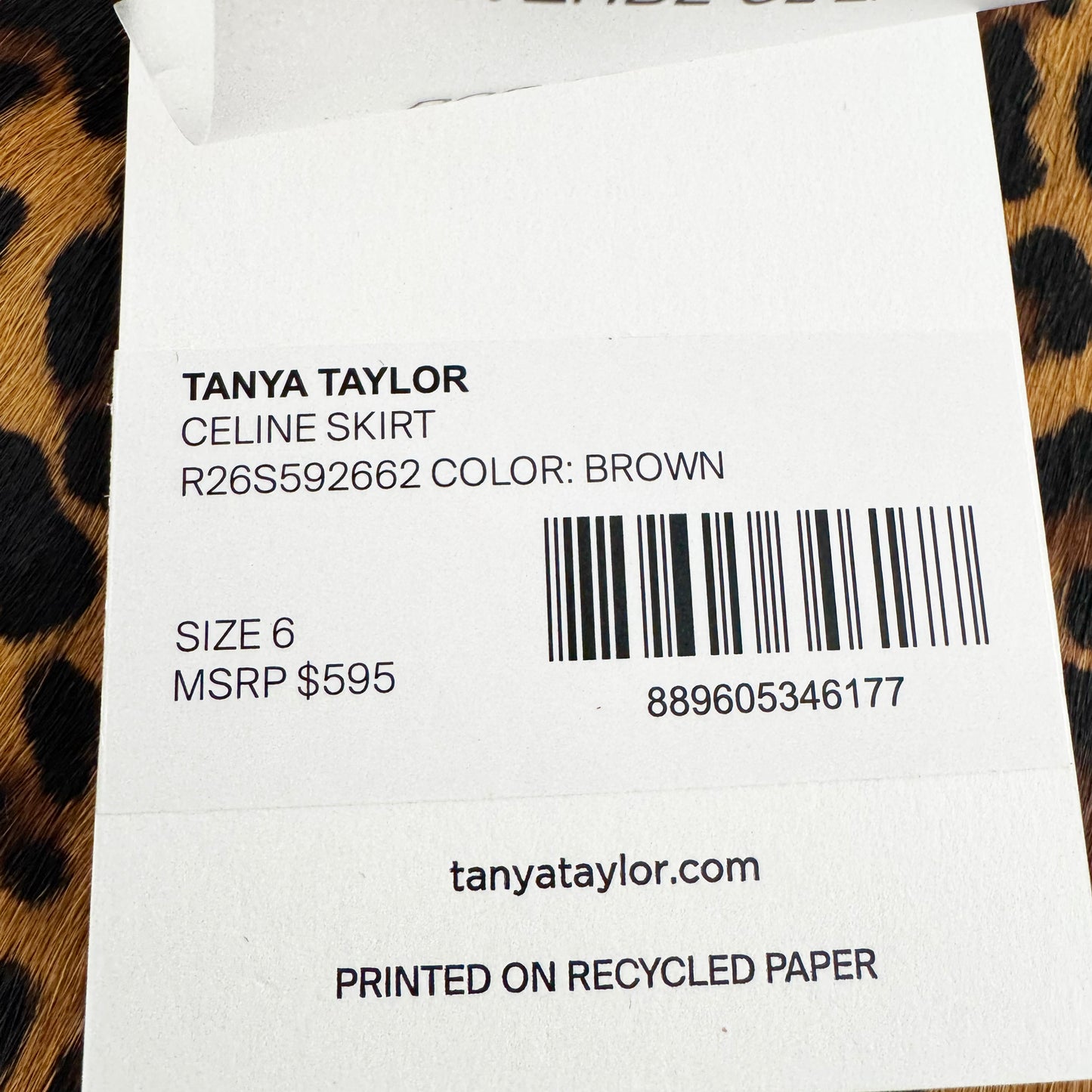 Tanya Taylor "Celine" Leopard Print Calf Hair Skirt, size 6