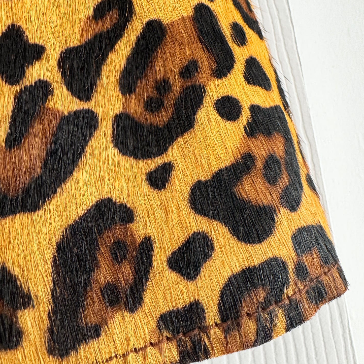 Tanya Taylor "Celine" Leopard Print Calf Hair Skirt, size 6