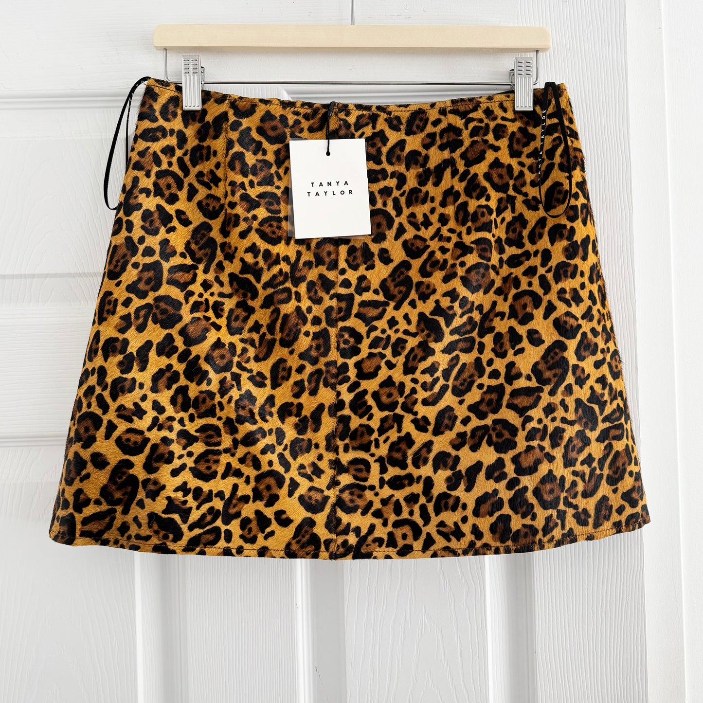 Tanya Taylor "Celine" Leopard Print Calf Hair Skirt, size 6