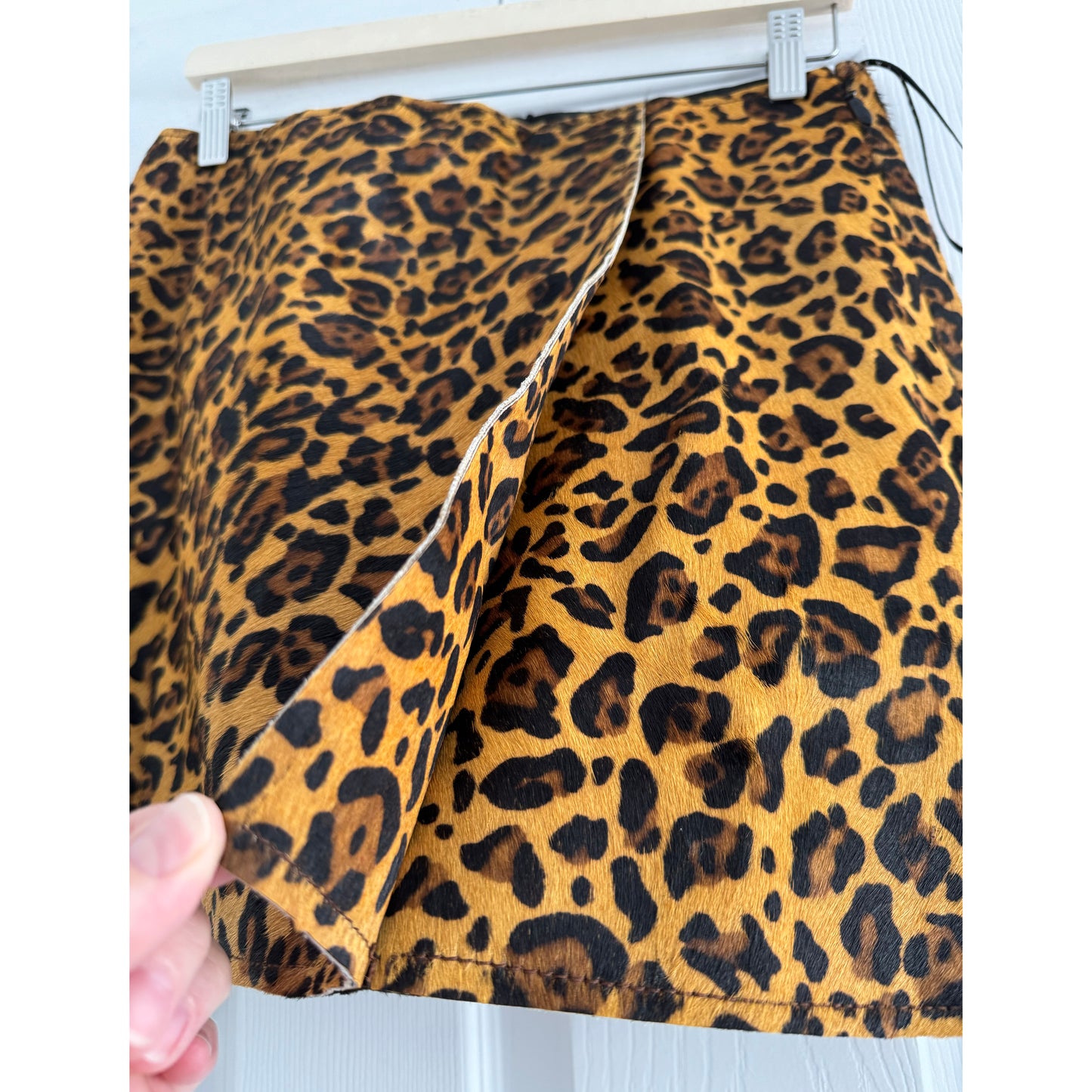 Tanya Taylor "Celine" Leopard Print Calf Hair Skirt, size 6