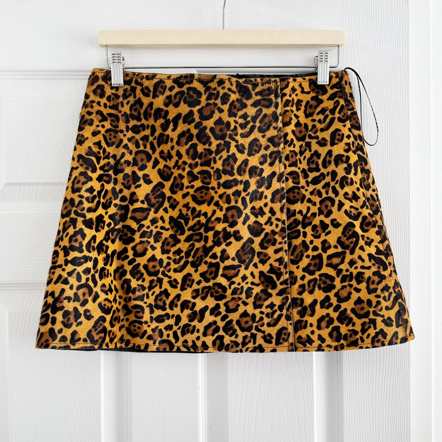 Tanya Taylor "Celine" Leopard Print Calf Hair Skirt, size 6