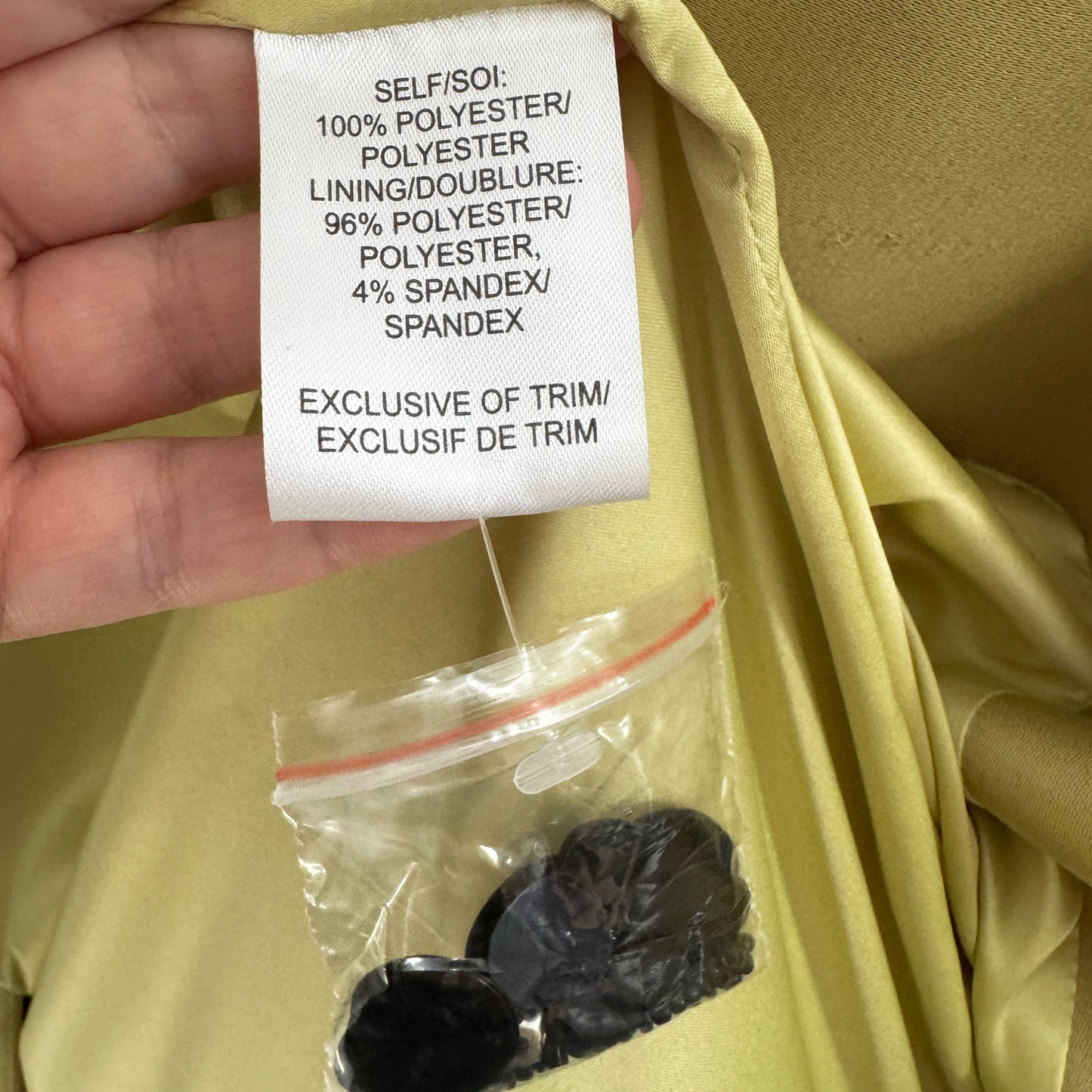 Tanya Taylor "Alessandra" Satin Coat in Chartreuse, Size Small