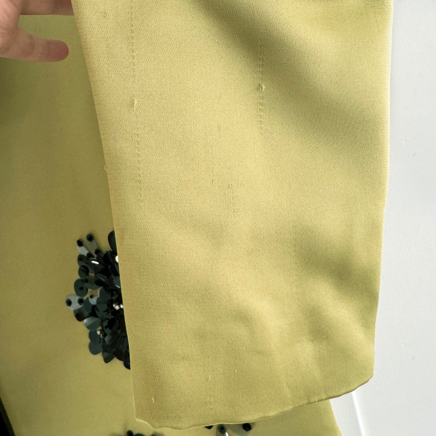 Tanya Taylor "Alessandra" Satin Coat in Chartreuse, Size Small