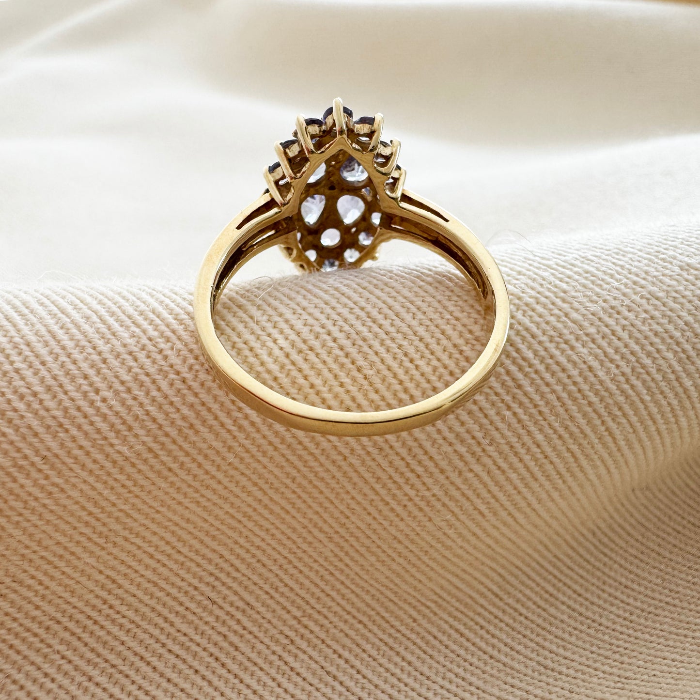 Vintage Tanzanite and Diamond Gold Ring, size 7