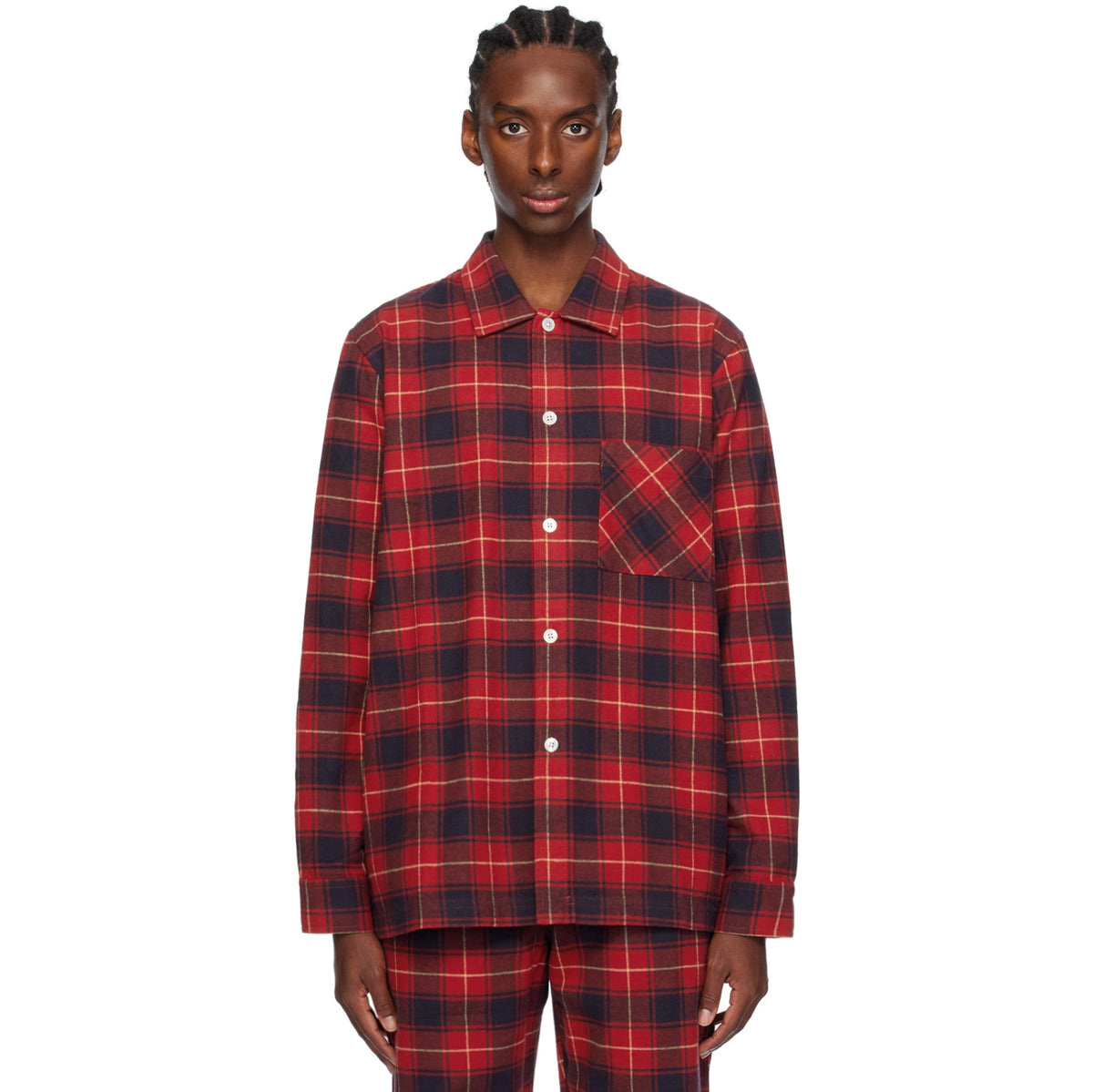 Tekla Flannel Shirt in Red, size Large