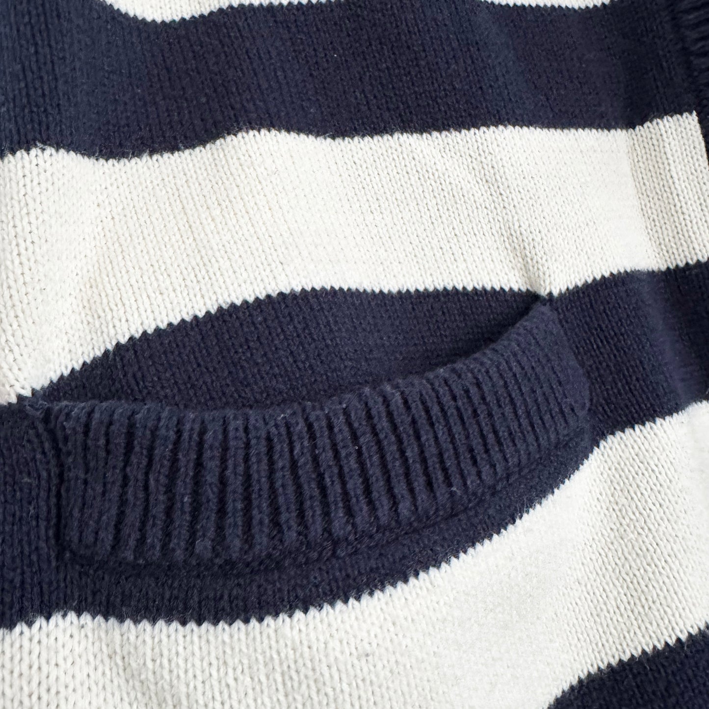 The Great "Varsity" Cardigan in Navy/Ecru Stripe, size "2" (Medium, fits M/L)
